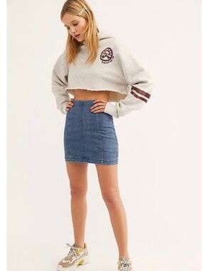 Free People Blue High-Rise Denim Mini Skirt